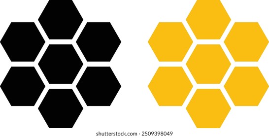 Honeycomb icon set . Black and golden honeycomb icon . Bee honey comb icon vector