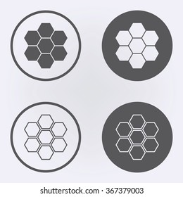 Honeycomb icon set in circle . Vector illustration