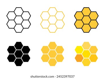 Honeycomb icon set in flat style. Beehive sign symbol