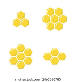 Honeycomb icon set in flat style. Beehive Hexagon concept