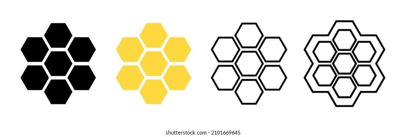Honeycomb icon set. Honey. Vector on isolated background. EPS 10.