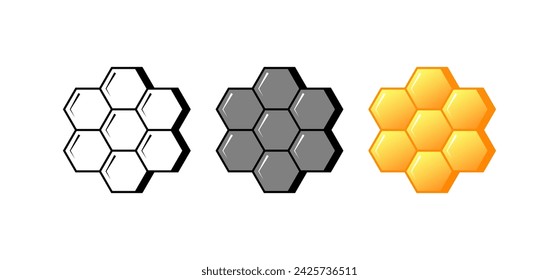 Honeycomb icon set. Honeycomb icons. Linear and flat style. Vector icons