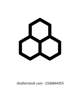 Honeycomb icon. Symbol of bees, honey and wax. Hexagonal shape. Isolated vector illustration on white background.