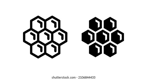 Honeycomb icon. Symbol of bees, honey and wax. Hexagonal shape. Isolated vector illustration on white background.