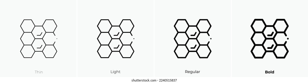 honeycomb icon. Thin, Light Regular And Bold style design isolated on white background