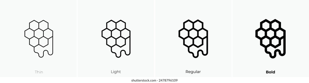 icono de panal. Diseño de estilo fino, ligero, regular y audaz aislado sobre fondo blanco