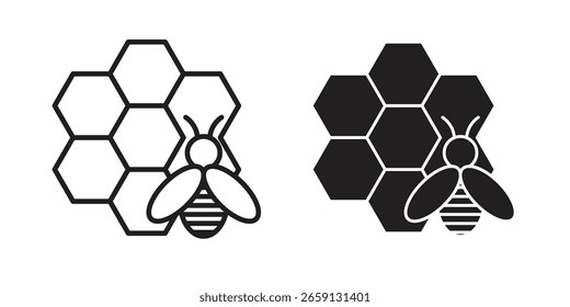 Vector de icono de nido de abeja editable. conjunto de Vectores negros