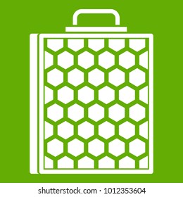 Honeycomb icon white isolated on green background. Vector illustration
