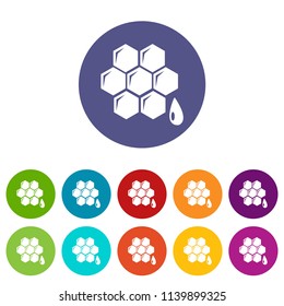 Honeycomb icons color set vector for any web design on white background