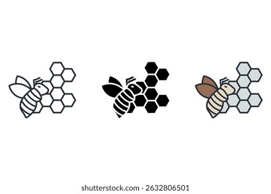 honeycomb icons isolated on White Background. Flat style design