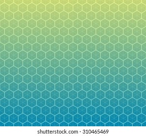 Honeycomb inspired abstract geometric background of hexagons and triangles in colors of ocean water
