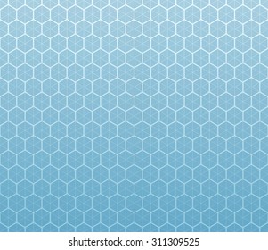 Honeycomb inspired abstract geometric background of hexagons and triangles in colors of sky