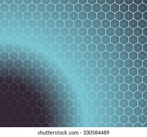 Honeycomb inspired Abstract geometric Background. Colorful Hexagons and triangles. Planet illusion. Vector illustration.