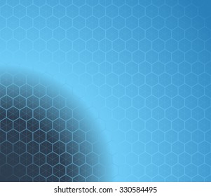 Honeycomb inspired Abstract geometric Background. Colorful Hexagons and triangles. Planet illusion. Vector illustration.