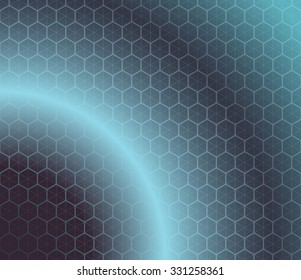 Honeycomb inspired Abstract geometric Background. Colorful Hexagons and triangles. Planet illusion. Vector illustration.