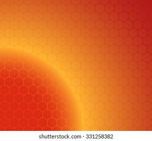 Honeycomb inspired Abstract geometric Background. Colorful Hexagons and triangles. Planet illusion. Vector illustration.