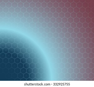 Honeycomb inspired Abstract geometric Background. Colorful Hexagons and triangles. Planet illusion. Cosmic theme. Vector illustration. 