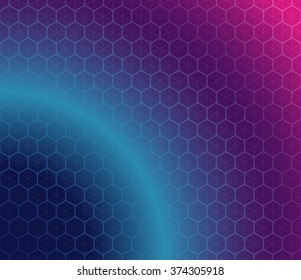 Honeycomb inspired Abstract geometric Background. Colorful Hexagons and triangles. Planet illusion. Vector illustration.