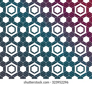 Honeycomb inspired abstract geometric vector mosaic background of hexagons in flow of colors