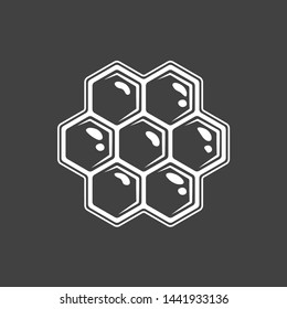 Honeycomb isolated on black background. Vector illustration