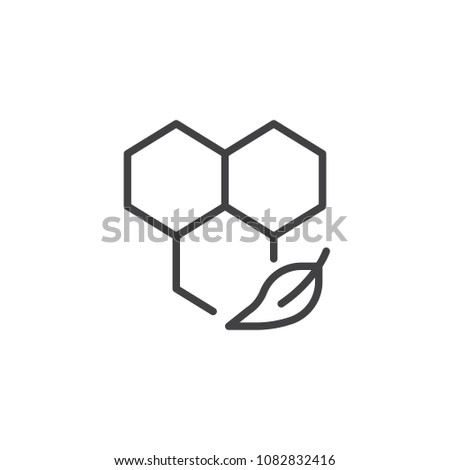Honeycomb and leaf outline icon. linear style sign for mobile concept and web design. Organic herbal medicine simple line vector icon. Symbol, logo illustration. Pixel perfect vector graphics