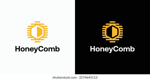 Honeycomb line vector logo design with modern and simple abstract style.
