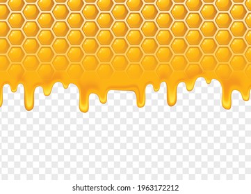 honeycomb with liquid dripping isolated on grid background.Graphic vector