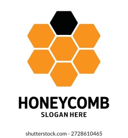 Honeycomb Logo Design mit Sechsecken und Slogan Raum Symbol