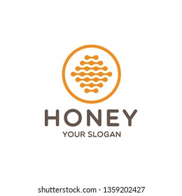Honeycomb logo. Honey bee icon design. Flat vector illustration isolated on white background.