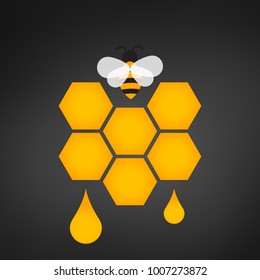honeycomb logo with honey drop vector illustration.