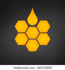 honeycomb logo with honey drop vector illustration.