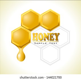 Honeycomb Logo With Honey Drop / Vector Illustration Eps 10