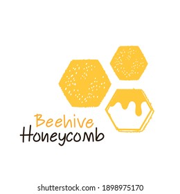 Honeycomb logo with lettering on white background vector illustration. 