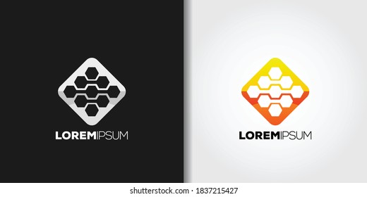 honeycomb logo set idea template vector