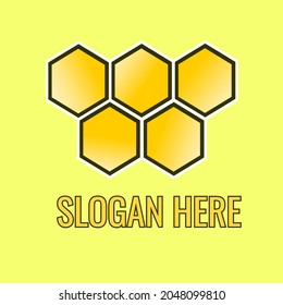 honeycomb logo vector with yellow background, icon with gradation,healthy food, modern icon