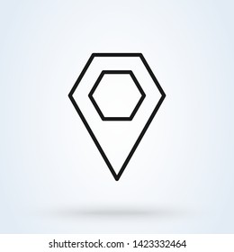 Honeycomb map pin. Line art Simple vector modern icon design illustration.