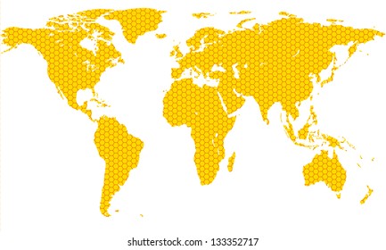 Honeycomb map of the world.