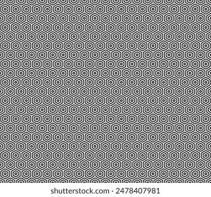 Fondo de mosaico de nido de abeja. Celdas hexagonales apiladas redondeadas en negrita. Formas geométricas de hexágono. Ilustración vectorial de baldosas sin costuras.