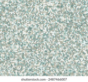 Honeycomb mosaic background. Geometric elements of varied style and color. Small hexagon shapes. Tileable pattern. Seamless background. Symmetrical vector illustration.