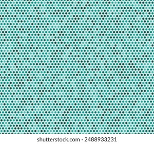 Honeycomb mosaic background. Hexagon mosaic cells with padding and inner solid cells. Teal color tones. Small hexagon geometric shapes. Seamless pattern. Tileable vector illustration.
