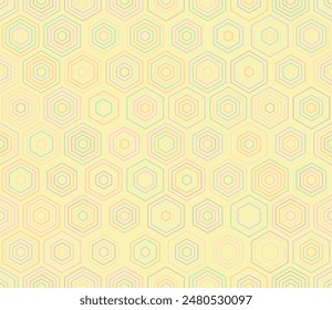 Honeycomb mosaic background with hexagon stacked cells in a seamless pattern. Features a multi-toned color palette and tileable vector illustration.