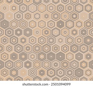 Fondo de mosaico de nido de abeja. Hexágono apilado de células de mosaico. Formas hexagonales. Paleta de colores de varios tonos. Patrón sin fisuras. Ilustración vectorial basculante.