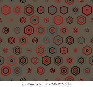 Honeycomb mosaic background. Multicolored geometric elements of varied size. Bold rounded stacked hexagon cells. Hexagonal cells. Tileable pattern. Seamless vector illustration.