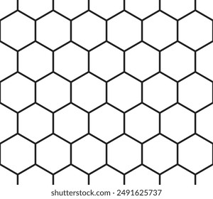 Honeycomb mosaic background. Simple hexagon pattern with bold cells. Large hexagon shapes. Seamless tileable vector illustration.