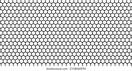 Fondo de hexágonos de mosaico de nido de abeja. Panal negro sobre un fondo blanco. Rejilla hexagonal lisa con celdas en negrita. Células hexagonales. ILUSTRACIÓN VECTORIAL EPS
