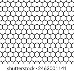Honeycomb mosaic hexagons background. Plain hexagon grid with bold cells. Hexagon cells. Seamless tileable vector illustration.