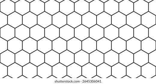 Honeycomb mosaic hexagons background. Plain hexagon grid with bold cells. Hexagon cells. Seamless tileable vector illustration