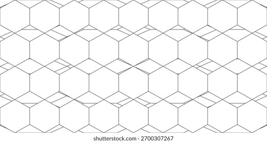 Honeycomb mosaic hexagons background. Plain hexagon grid with bold cells. Hexagon cells. Seamless tileable vector illustration