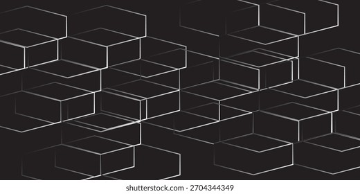 Honeycomb mosaic hexagons background. Plain hexagon grid with bold cells. Hexagon cells. Seamless tileable vector illustration