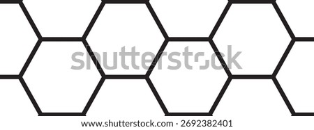 Honeycomb mosaic hexagons background. Plain hexagon grid with bold cells. Hexagon cells. Seamless tileable vector illustration